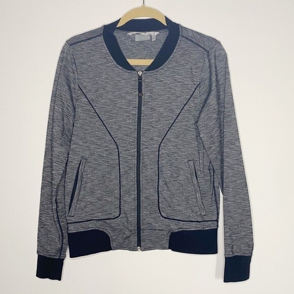 Athleta Grey Bombtastic Bomber Workout Athletic Athleisure Jacket Size Medium - Picture 2 of 10
